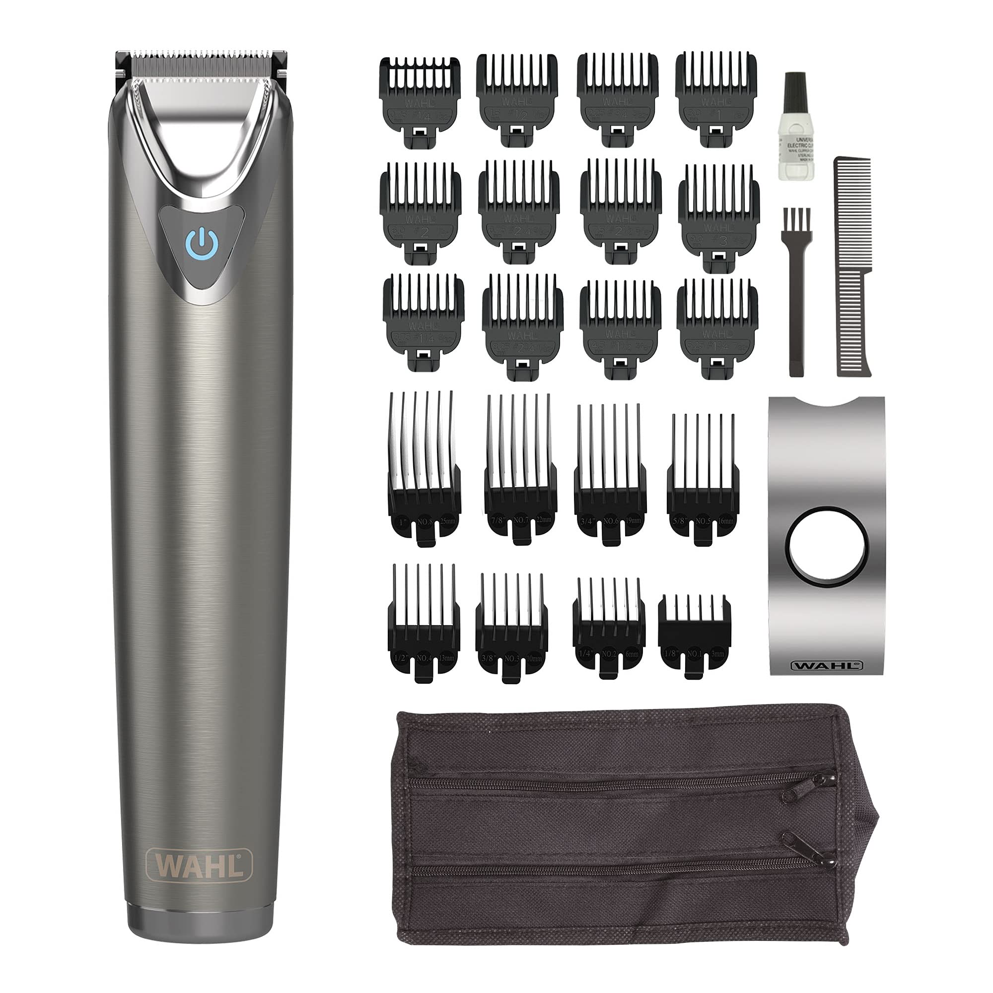 Wahl Stainless Steel Stubble & Beard Trimmer, Beard Trimmers for Men, Rechargeable Trimmer, Stubble Trimmer, Washable Head, Cordless Trimmers, Men’s Stubble Trimmer, Male Grooming Set, Beard Care