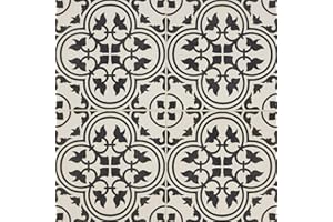 SQUAREFEET DEPOT 12x12 Flora Black White Encaustic Ceramic Tile (one Piece)
