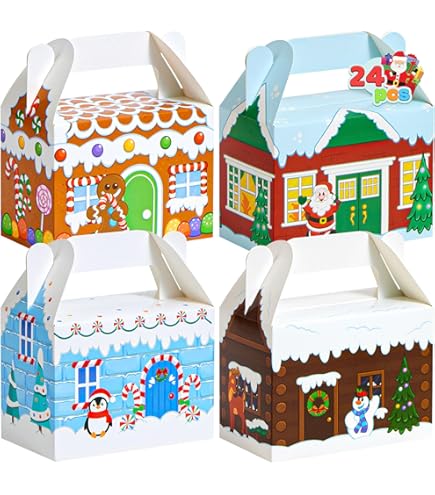 JOYIN 24 Piezas De Cajas De Regalo De Navidad 3D Para Regalos De Navidad Y Día De Acción De Gracias, Cajas De Galletas De Panadería Para Regalos, Cajas De Cartón Para Dulces
