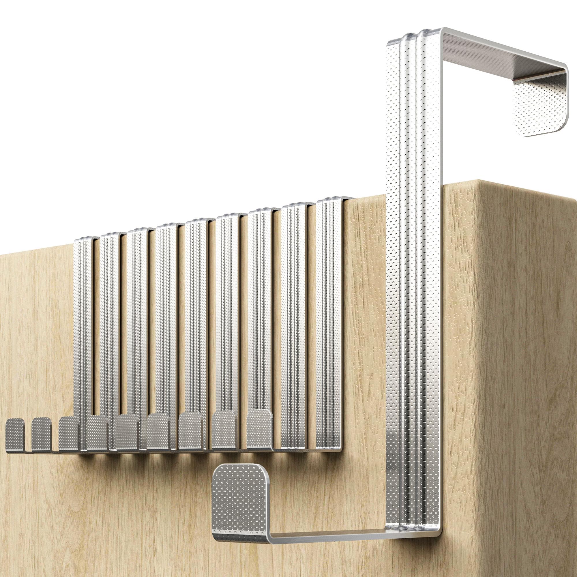 Menz Stahlwaren Over Door Hanger – Set of 10 - Silver Coat Hooks for Width 1.4" and 1.8" - Over Door Hook for Hanging Clothes, Coat Hooks