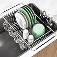 MAJALiS Dish Drying Rack in Sink - Small Dish Drainers for Kitchen Sink, Over The Sink Dish Racks with Utensil Holder, Stainless Steel Dish Rack in Sink, Silver