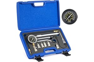 Orion Motor Tech Engine Compression Tester Kit, 11 pc Fuel Pressure Gauge Set with Spark Plug Tester for Mechanics, Cylinder 