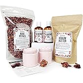 Better Shea Butter Body Butter Making Kit, Includes Kokum Butter, Almond Oil, Dry Rose Petals, Pink Mica, 2 Jars & DIY Recipe Card with Link to Video Tutorial - Natural Whipped Body Lotion Making Kit
