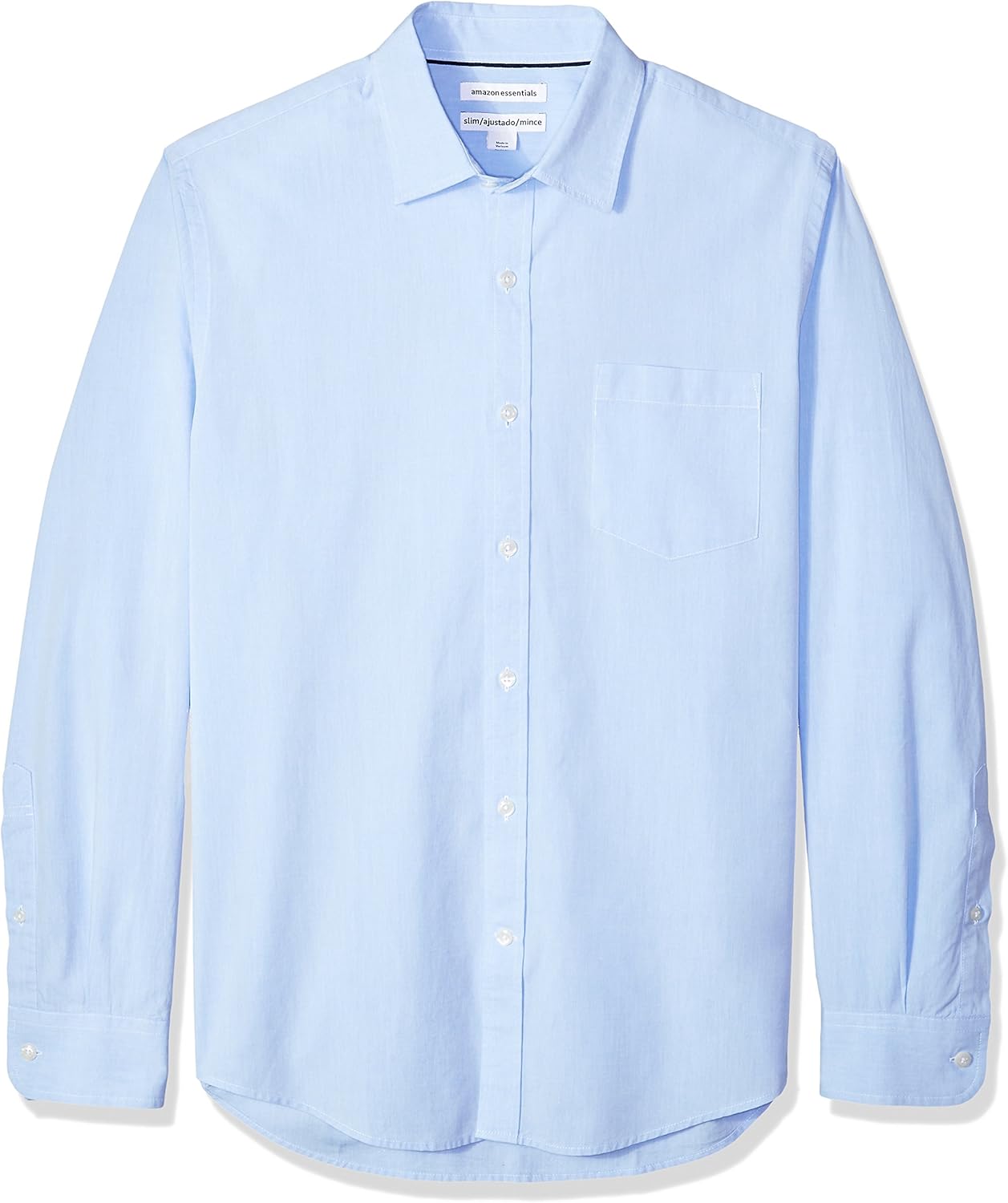  Essentials Men's Slim-Fit Long-Sleeve Solid Casual Poplin Shirt: Clothing