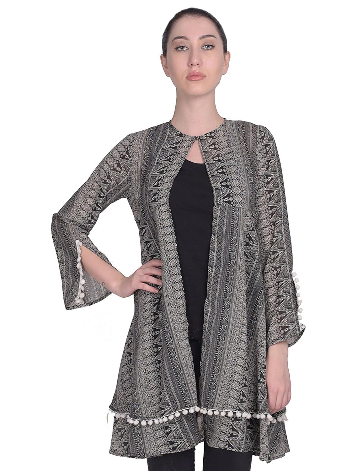 peppytone polyester printed 2 layer umbrella shrug for women