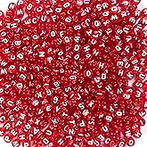 600 PCs 7mm Letter Beads Set DIY Black White Acrylic Alphabet Letter Cylinder Column Beads for Jewelry Making, Bracelets, Necklaces, Key Chains (Wine-Red)