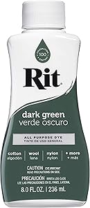 Rit 01794000701 Liquid Fabric Dye, 8-Ounce, Dark Green, 1-Pack, 8 Fl oz