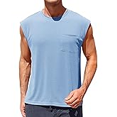 Runcati Mens Sleeveless Tank Tops Workout Cut Off Muscle Shirts Gym Casual Beach Summer Tee with Pocket