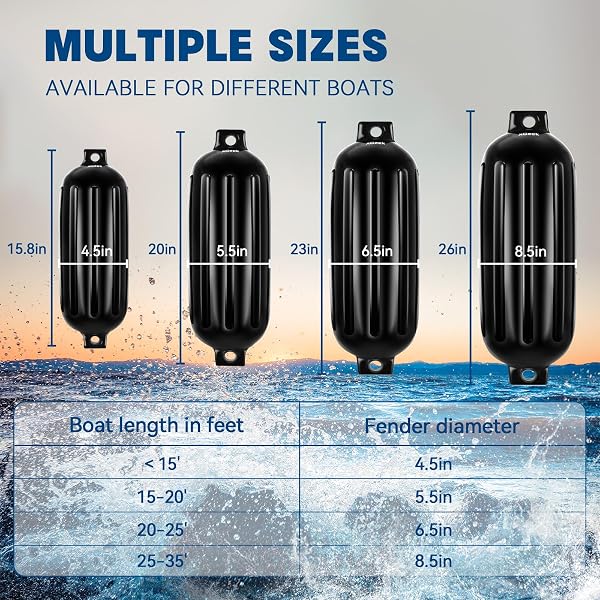 XGEEK BOAT FENDERS 4 PACK,BOAT BUMPERS FOR DOCKING WITH 4 ROPES, BOAT BUMPER FOR PONTOON,BLACK 5.5IN
