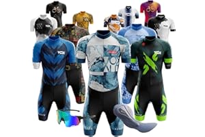 Triathlon Suits Mens,Mens Short Sleeve Tri Suit Skinsuit,Tri Suit Men Triathlon Suit+Cycling Goggles