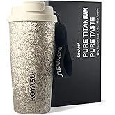 KOYASU® Ti-Zero™ 16oz Titanium Cup [Titanium Frost] - Ultralight Camping Gear. Uncoated Crystallized Finish, Bio-Compatible Titanium Body. Rugged Thermal Flask for Hiking Outdoor Survival