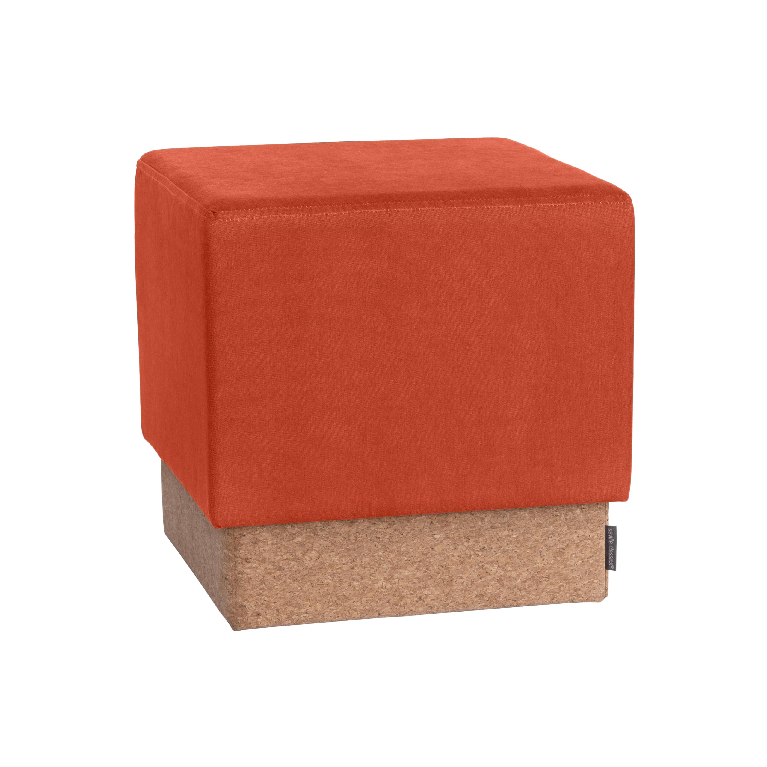 Seville Classics Cushioned Fabric Ottoman Hidden Storage Chest Footrest Chair, Padded Seat for Bedroom, Dorm, Loft, Living Room, Entryway, Hallway, Cork/Burnt Sienna, 15" Cube Image Seville Classics Cushioned Fabric Ottoman Hidden Storage Chest Footrest Chair, Padded Seat for Bedroom, Dorm, Loft, Living Room, Entryway, Hallway, Cork/Burnt Sienna, 15" Cube Image