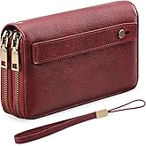 GAEKEAO Wallet for Women Clutch RFID Blocking Wristlet Leather Purse Large Capacity Credit Card Holder with Grip Hand Strap