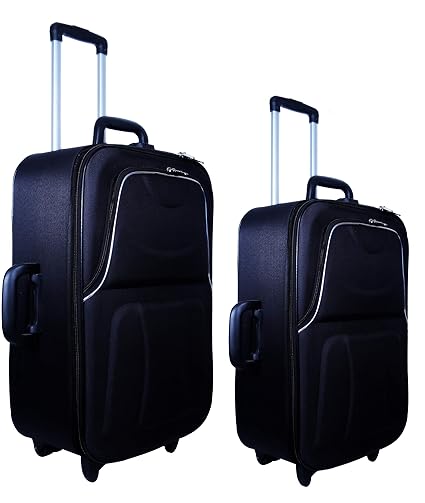 New Jersey Travellers {POLYESTER SOFTSIDED SUITCASE} Moon Black (24+20) Set of 2 (With Pocket)