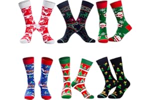 BIRCEN Mens Funny Socks Christmas Socks for Men Women Colorful Fun Novelty Crew Patterned Socks 6 Pairs US 7-13