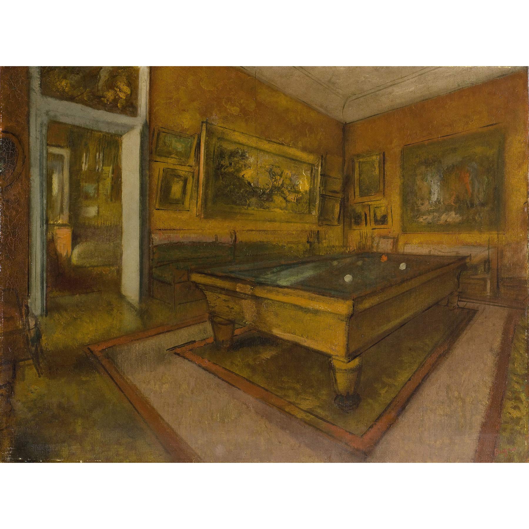 Edgar Degas Billiard Room At Menil Hubert Large Wall Art Print Canvas Premium Poster Mural
