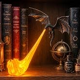 3D Printed Fire-Breathing Fantasy Shelf Decor,Dragon Nook Bookshelf Light, Flying Black Dragon Design with Red Flame,Hallowee