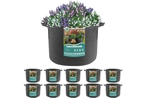 HYDGOOHO Plant Grow Bags 7 Gallons-10 Pack Multi-Purpose Nonwoven Fabric Pots with Durable Handles,Outdoor Garden Plant Pots for Vegetables Fruits Flowers Herb Succulent Bonsai Plants (Black)