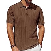 PJ PAUL JONES Mens Polo Shirts Short Sleeve Fashion Textured Polo Shirt Regular Fit Stretchy Golf Shirts