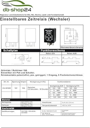 Universal Multi Timer Time Relay 12 V 0 5 Seconds 10 Std Amazon Co Uk Car Motorbike