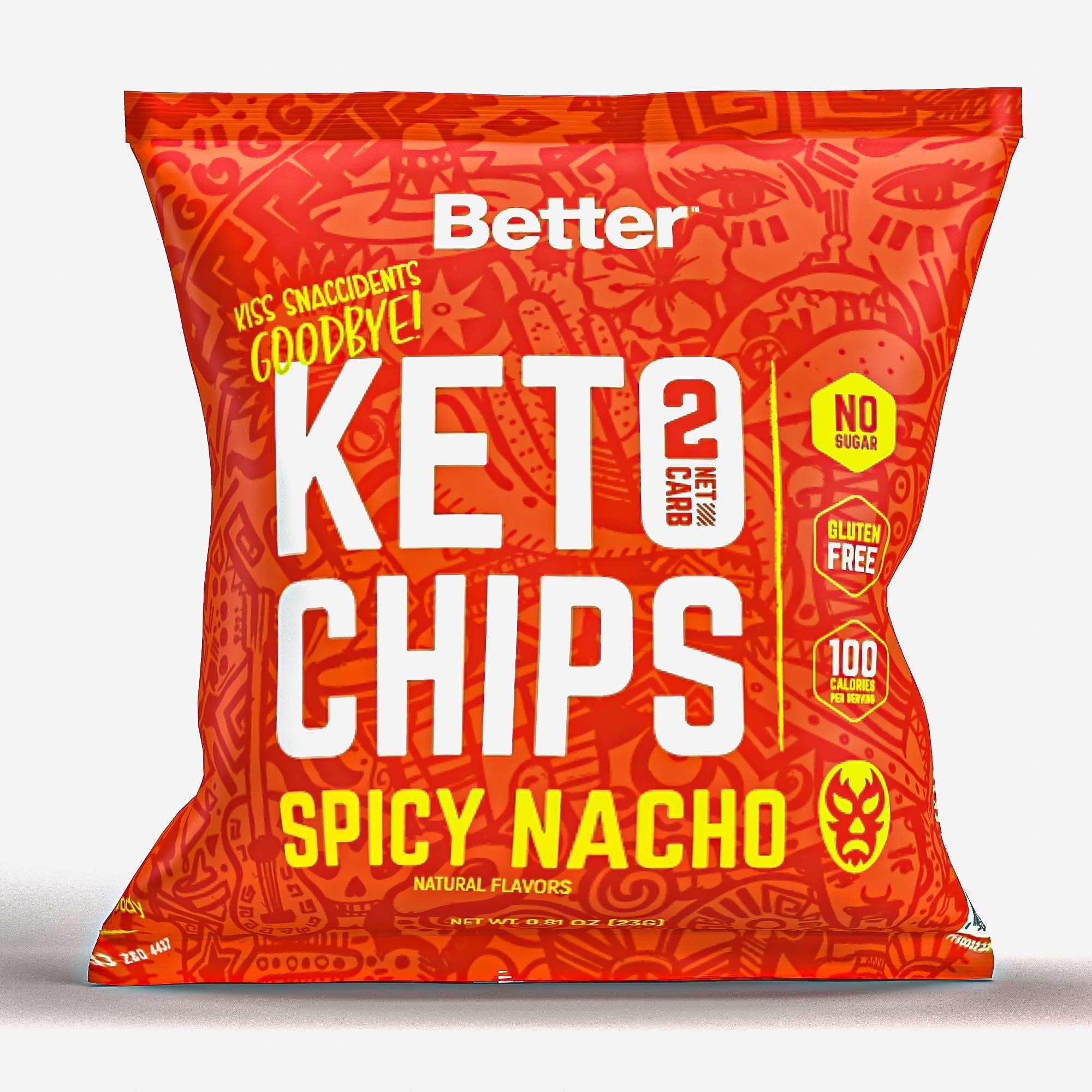 Better Spicy Nacho Keto Chips 4-Pack, Low Carb Keto-Friendly Crispy Snacks, Healthy Diet Food, Crunchy, Delicious, Gluten Free Wheat & Soy-Free, No Sugar, No IMO by Real Ketones
