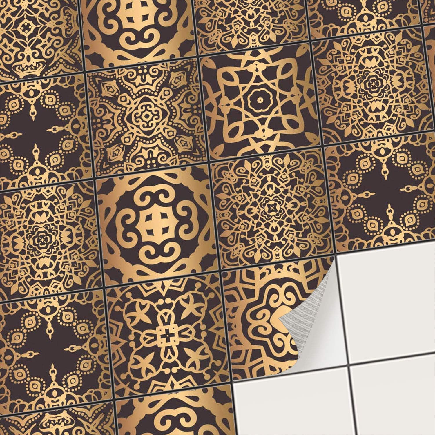 creatisto - Tile Stickers Decals for Bathroom and Kitchen I Self adhesive Peel and Stick Backsplash - Removable - Deco Tiles I 6x6 inches - 15x15 cm/Different Sizes - 09 Pieces