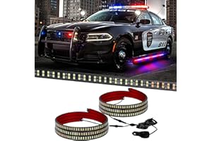 AMEXMART 2PCS 70 Inch Running Board Lights for Truck, 864 LED Emergency Strobe Lights Strip Safety Flashing Warning Police Cop Side Marker Lights for Law Enforcement Vehicles Trucks Pickups (Red-Blue)