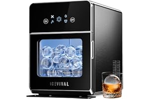 ICEVIVAL 2" Clear Ice Ball Maker with ClearCore Technology, 150 pcs/Day, 4 pcs in 38 Mins, Sphere Ice Maker with Enhanced Insulation, Self-Cleaning, Automatic Water Supply for Whiskey & Bourbon