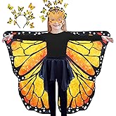 D.Q.Z Double-Sided Fairy Butterfly-Wings Costume for Girls Kids Dress-Up Clothes Headband as Halloween Birthday Gifts