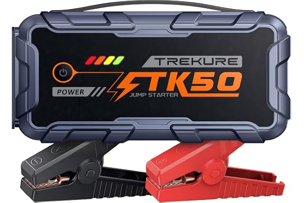 TREKURE 6000A Booster Pack, 26800mAh Jump Starter for Car Battery, All Gas/12L Diesel Portable Car Battery Power Pack, Safe J