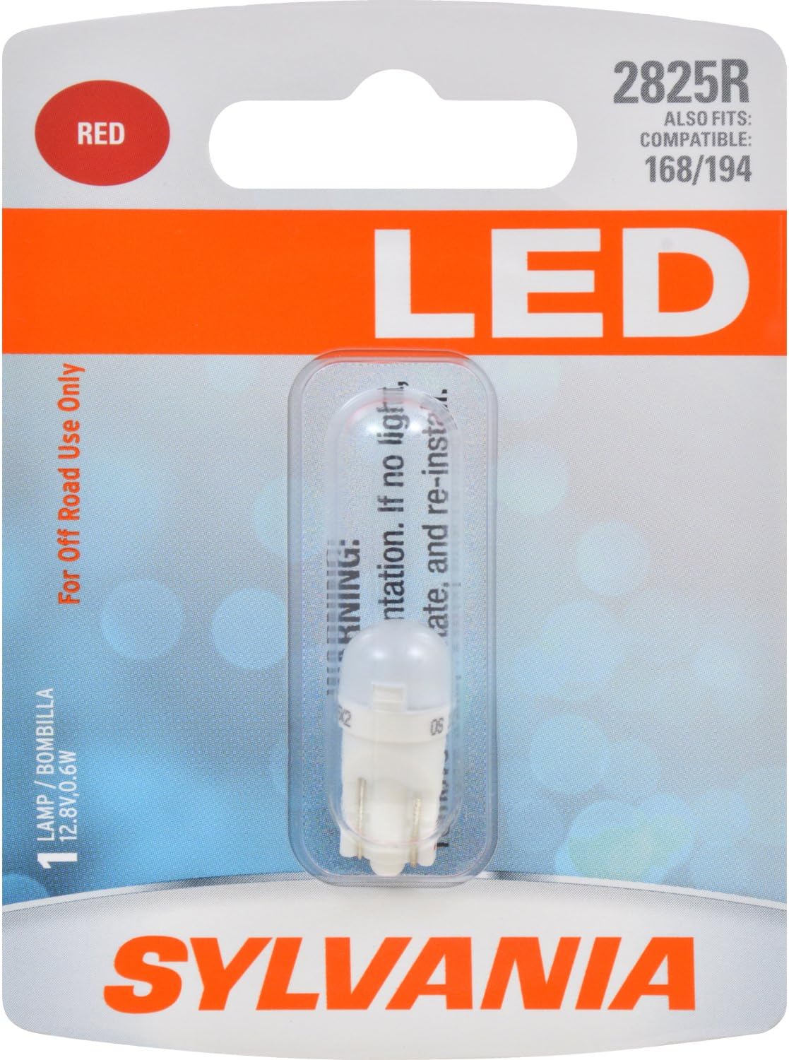 SYLVANIA - 2825 T10 W5W LED Red Mini Bulb - Bright LED Bulb, Ideal for Interior Lighting (Contains 1 Bulb)