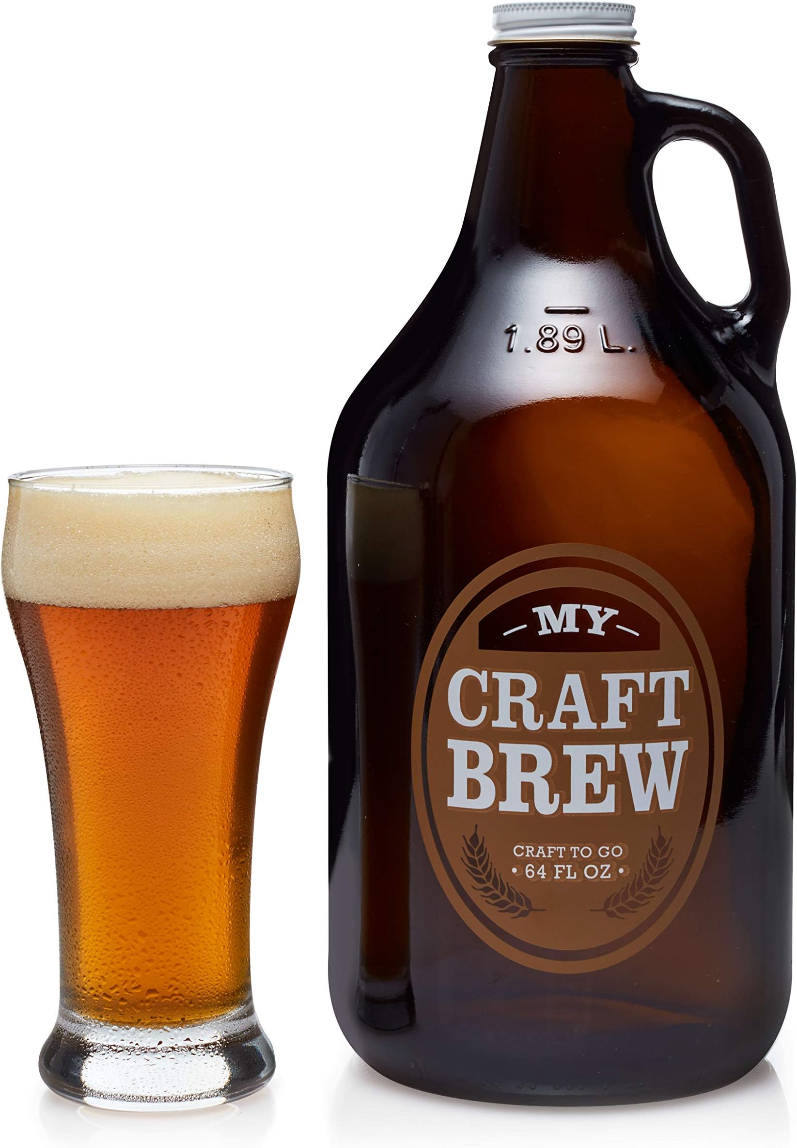 Libbey Craft Brews Beer Glass Set with Glass Growler and Metal Cap, 4 Glasses