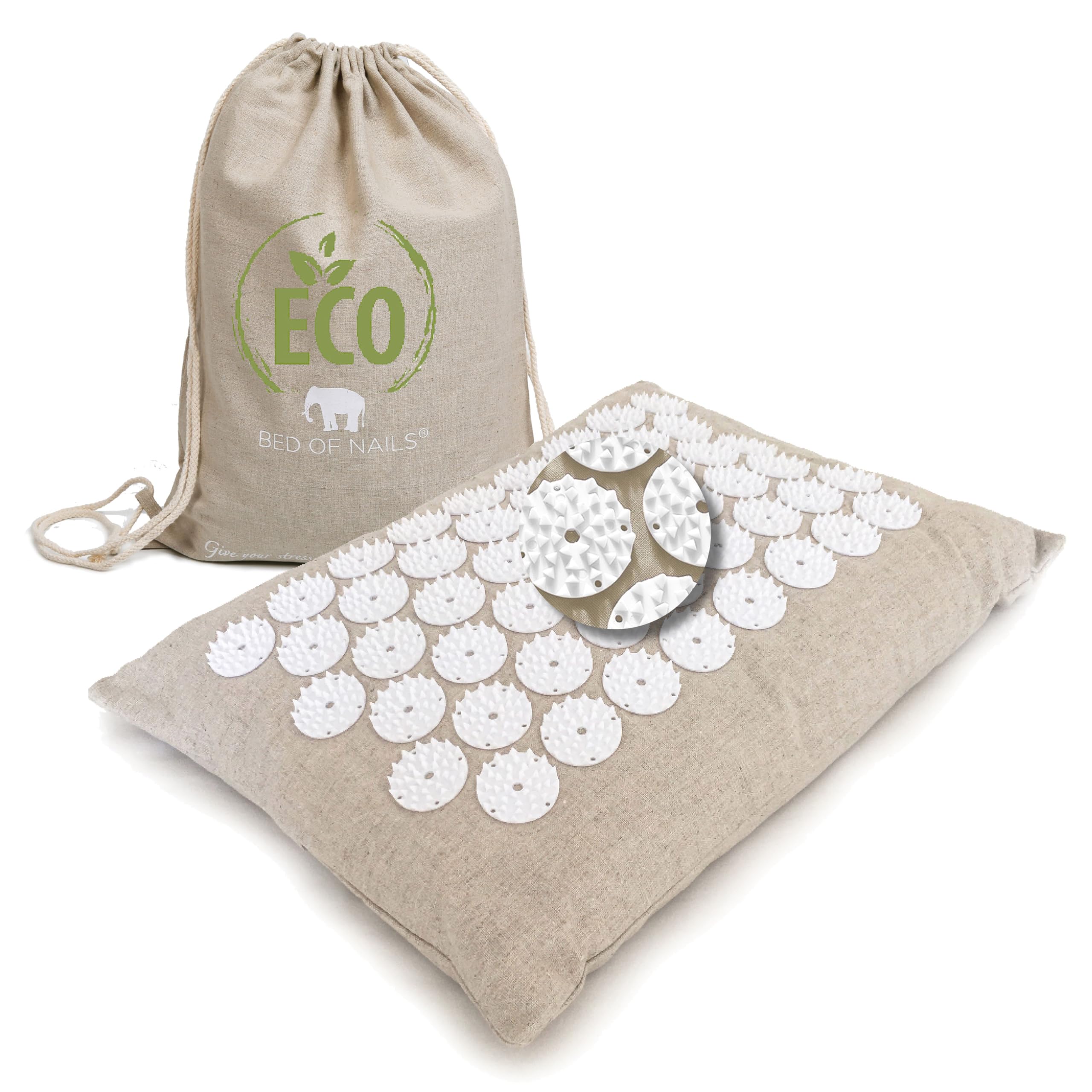 Bed of Nails ECO Acupressure Mat Cushion Pillow Strap, Made With Eco-Friendly Materials (ECO Flat Cushion)