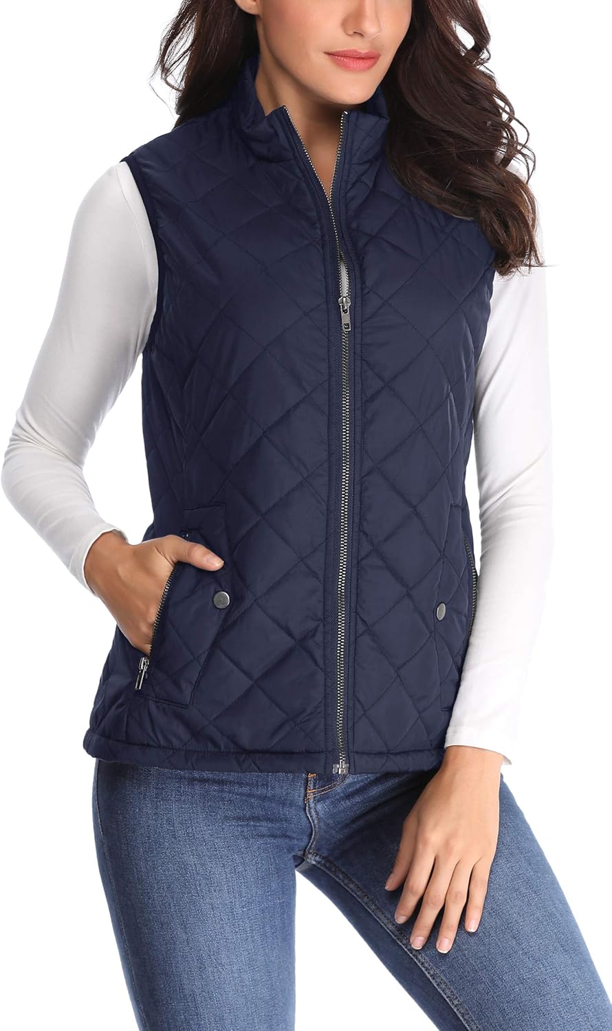 MISS MOLY Leichte Steppweste für Damen, mit Stehkragen, Reißverschluss