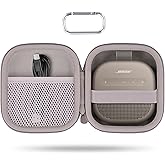 for Bose New SoundLink Micro 2nd Gen Portable Bluetooth Speaker Hard Protective Case, Portable Travel Case with Carabiner (Sand) - co2CREA