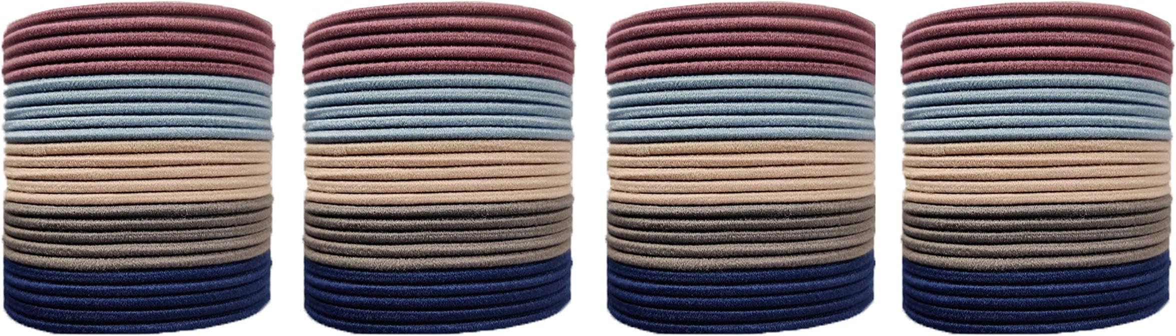 EVOGIRL Circle Shaped Hair Ties Everyday Wear Soft & Strong Ponytail Holder Pastel Shade Small Pack Rubber Bands,for Women/Girls,25, 50, 100 Pack