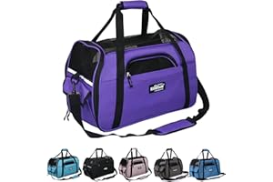 EliteField Soft Sided Pet Carrier (3 Year Warranty, Airline Approved), Multiple Sizes and Colors Available (Large: 19" L x 10" W x 13" H, Purple)