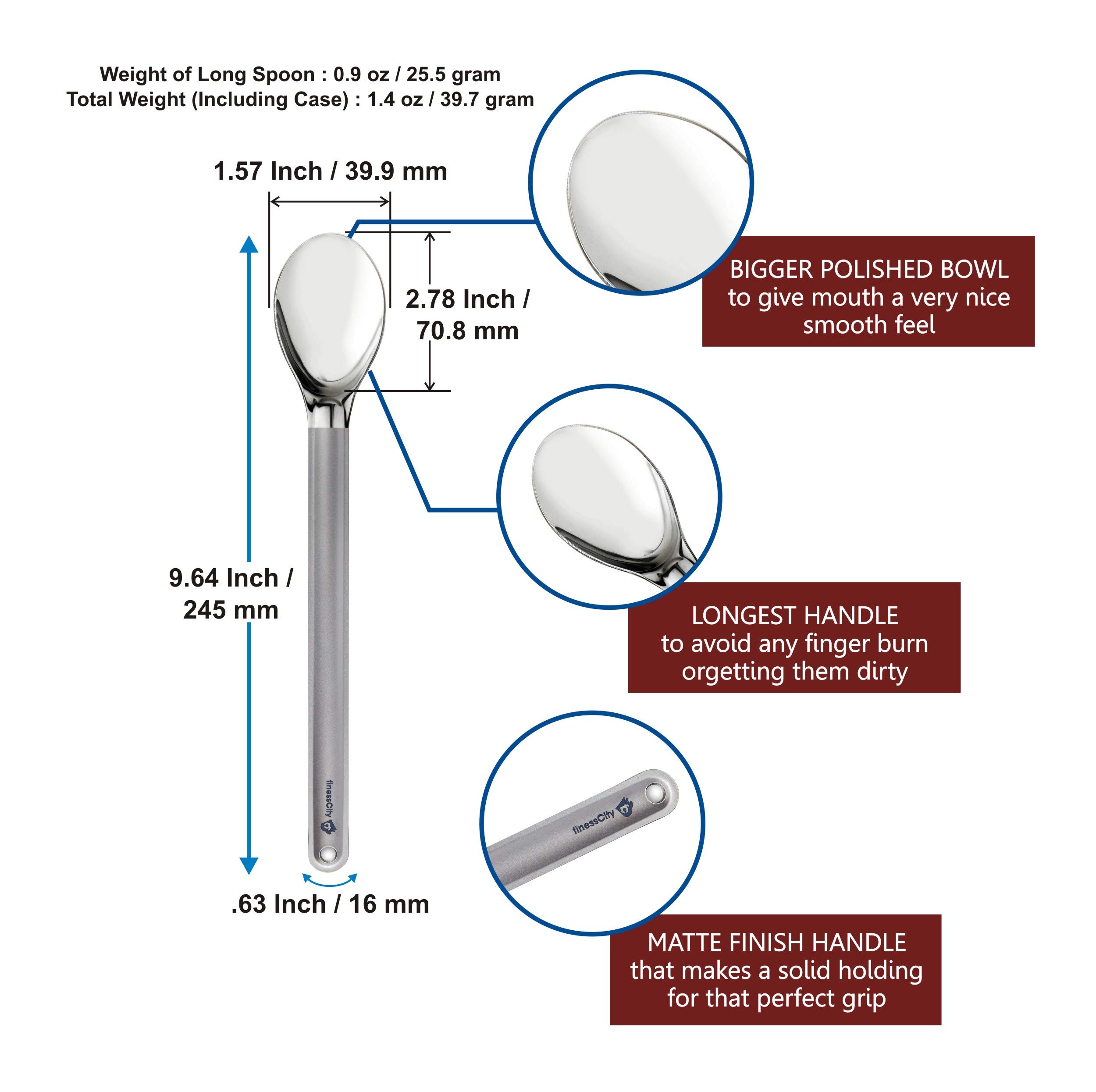 finessCity Longest Titanium Long Handled Spoon It's 9.65 inch/ 245mm