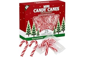 TABOOM Mini Candy Cane Individually Wrapped 25 Pack - Dye-Free Small Peppermint Candy Canes Red & White Christmas Candy For Holiday Gifts, Stocking Fillers, Party Favors & Decorations