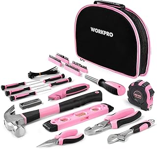 WORKPRO 103-tlg. Lady Werkzeug Set mit Tasche, Rosa Werkzeugkoffer Ideal Weihnachtsgeschenk für Frauen Bastler Handwerker