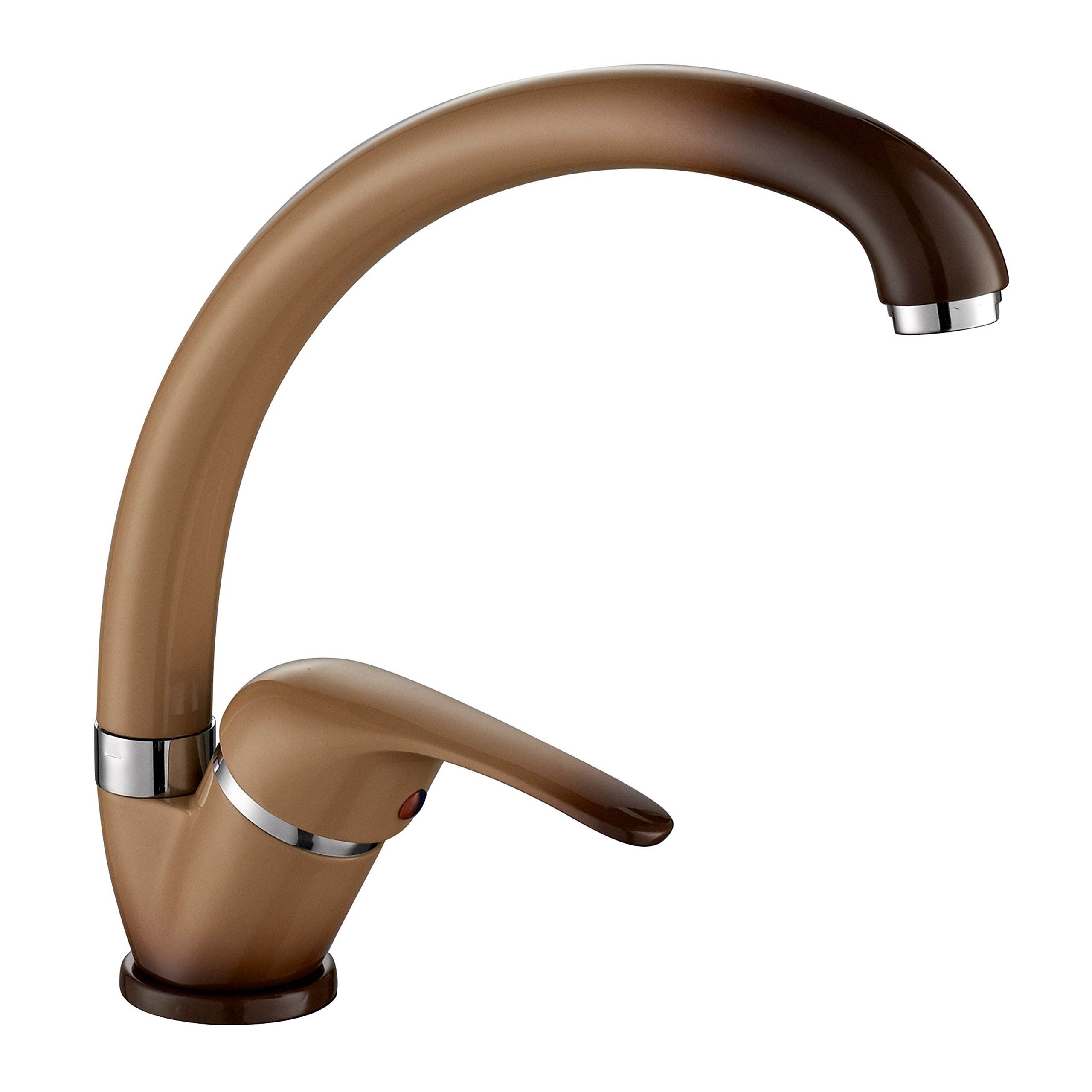 ambrosiana SEI1406CAN Kitchen Sink Mixer Tap with Rod High Series Six Brass Earth Color France with Water Saving Aerator