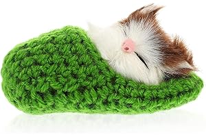 Ciieeo Sleeping Cats in Slippers Cats Doll Toy Mini Kitten in Shoe with Meows Sounds Sleeping Kitten Toy Decors for Home Table Car Decor Kids (Green)