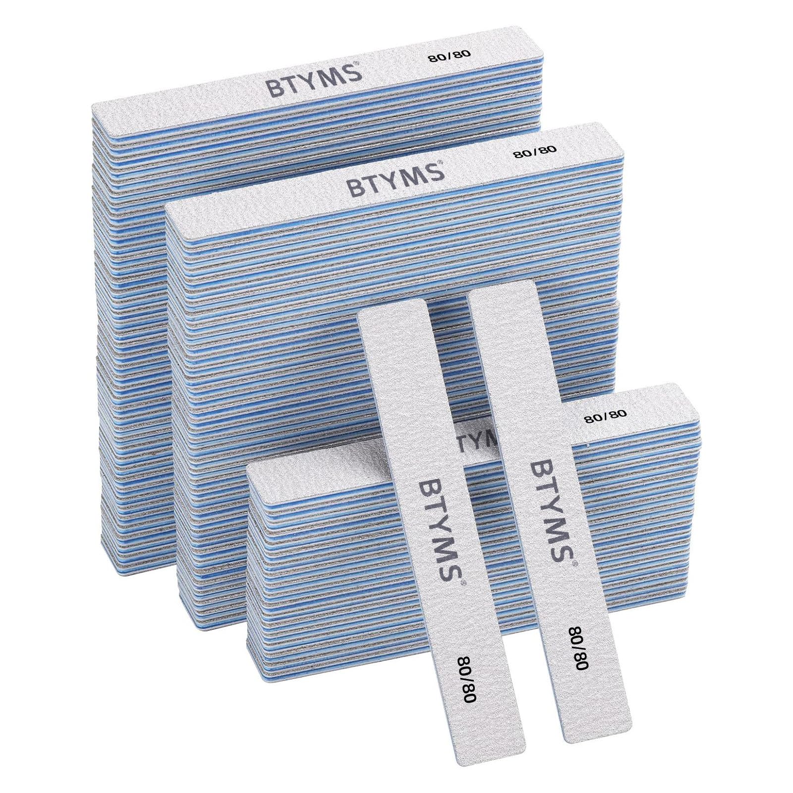Photo 1 of 100 Count 80/80 Grit Rectangle Nail Files Reusable Coarse Nail File Double Sided Emery Boards Manicure Tools for Acrylic Nails