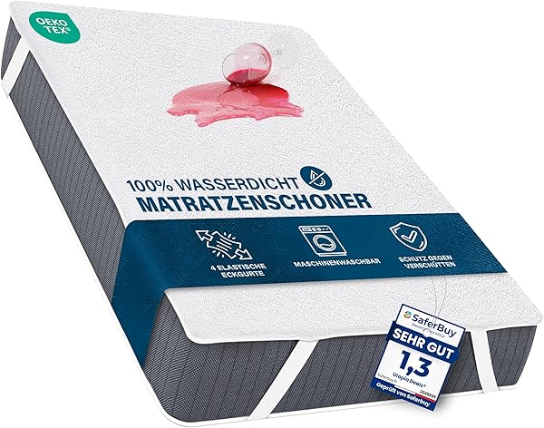 Utopia Bedding Matratzenschoner 90 x 200 cm Wasserdicht, Mit Elastisch Eckbändern, Oeko-TEX Zertifiziert Matratzenauflage Atmungsaktive, Matratzenschutz Weiß
