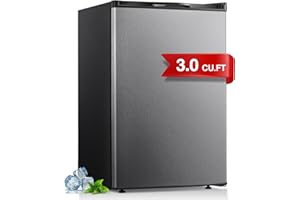 Havato Upright freezer 3.0 Cu.ft, 7-grade Thermostat Control, Mini Freezer with Reversible Single Door, Removable Shelves, Small Freezer for Bedroom, Garage, Office (Silver)