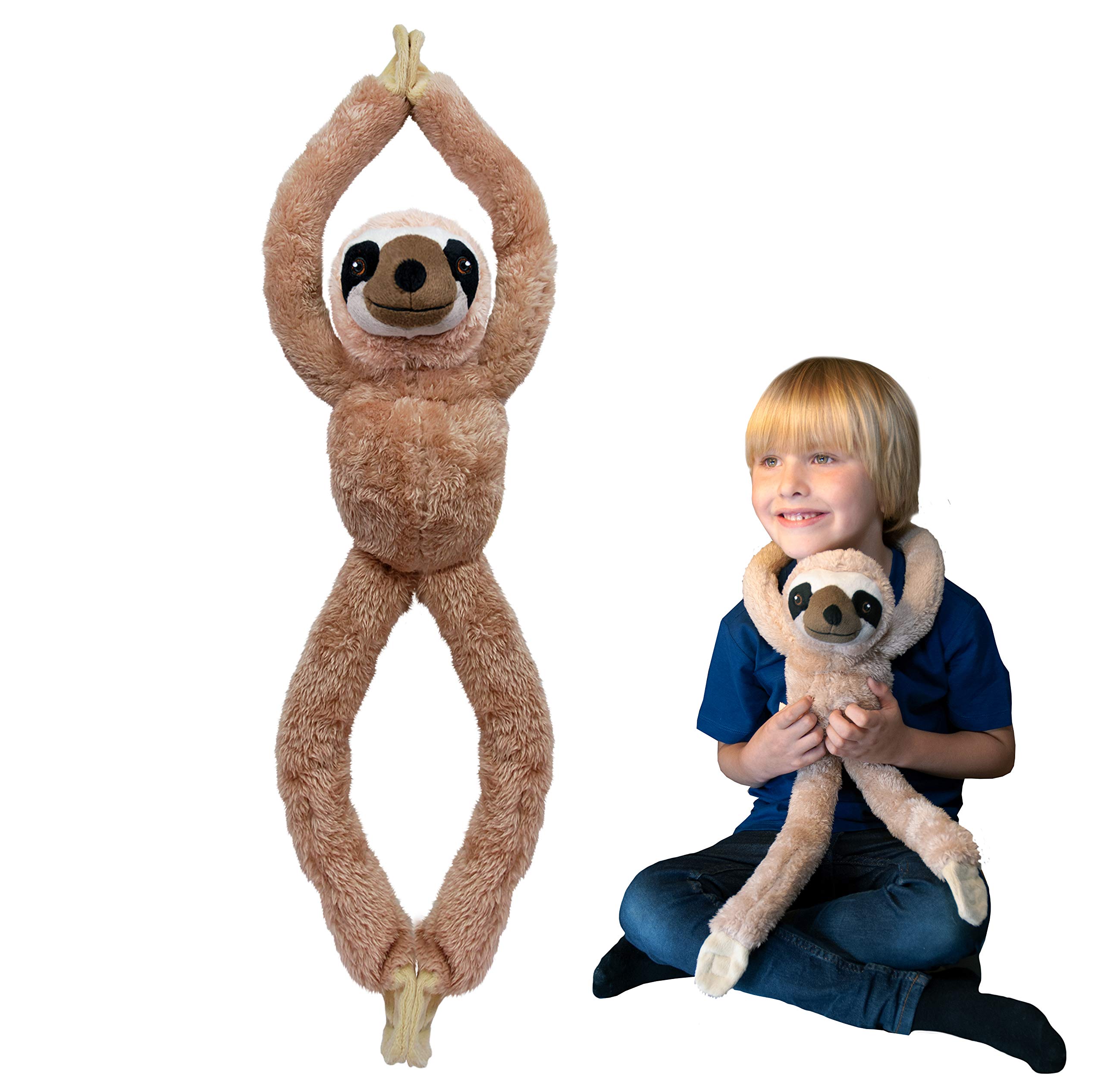 Deluxebase EcoBuddiez Tree Huggers - Sloth from 72cm Hanging Soft Toy made from Recycled Plastic Bottles. Eco-friendly soft and cuddly plush toy and perfect cuddly gift for kids.