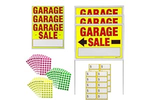 Sunburst Systems 3030 Garage Sale Sign Kit Includes: 3) Large Signs, 3) 11 x 14 Signs, 1,200 Yellow, Pink & Green Price Stickers, and 20 Large Pricing Cards
