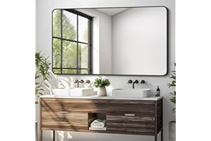 DESBING 30 x 50 Inch Bathroom Mirror, Matte Black Wall Mirror with Metal Frame, Decorative Rectangular Vanity Mirror for Bedroom Bathroom Living Room Entryway (Horizontal/Vertical)