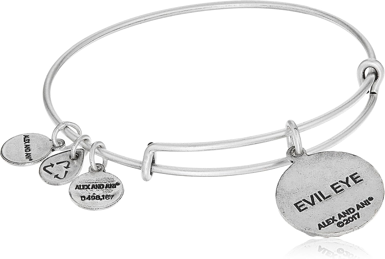 Alex and Ani Evil Eye Bangle Bracelet, Rafaelian Silver, Expandable: Jewelry