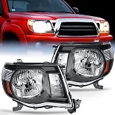 Nilight Headlight Assembly Compatible with Toyota Tacoma 2005-2011 | For Tacoma 2005 2006 2007 2008 2009 2010 2011 Black Housing Amber Reflector Headlights Replacement Driver and Passenger Side